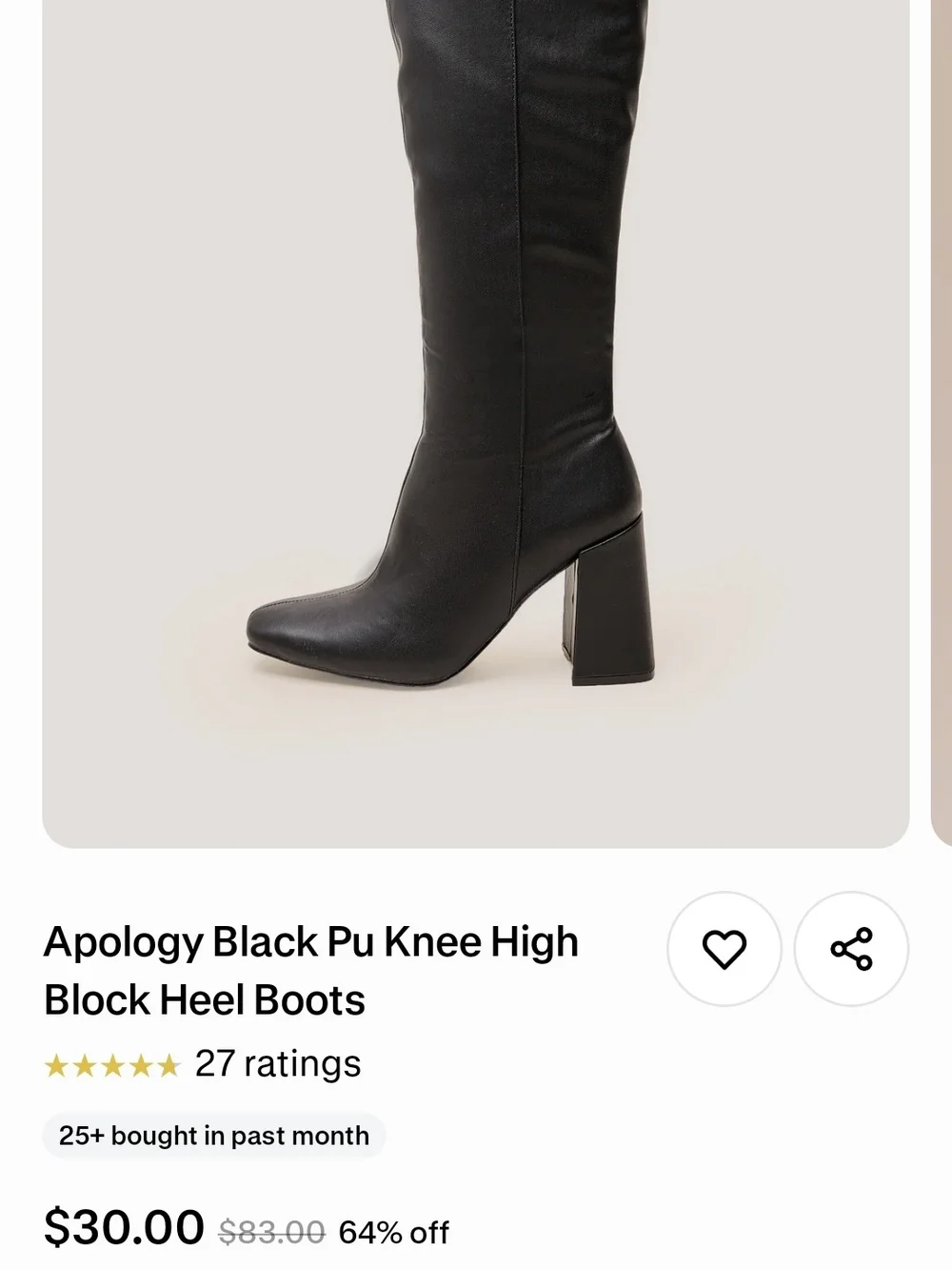 Women's Black Over-the-Knee Block Heel Boots